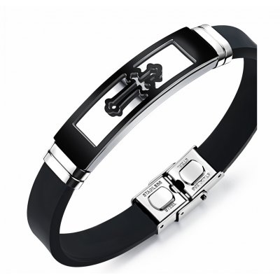 Bratara barbati Cruce Stainless Steel Otel Negru