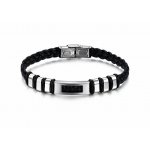 Bratara barbati Selection Stainless Steel Otel Argintiu si Piele Black Bratara barbati Selection Stainless Steel Otel Argintiu si Piele Black