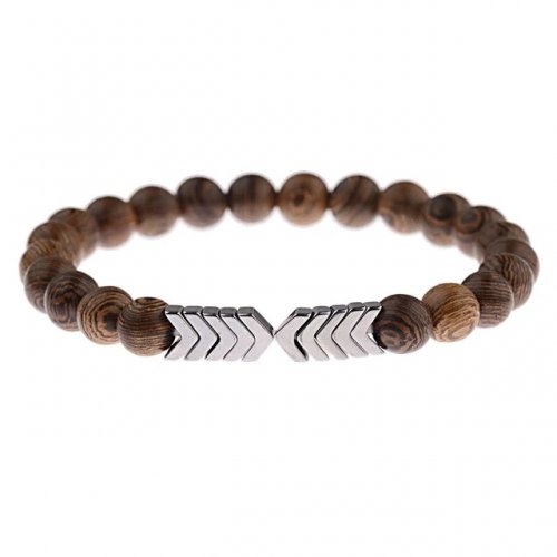 Bratara barbati model Tibet Lava moonstone metal si piatra