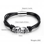 Bratara piele barbati Craniu Skelet negru Bratara piele barbati Craniu Skelet negru