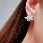 Cercei argint lebada cu cristale SW albe Swam Cercei argint lebada cu cristale SW albe Swam