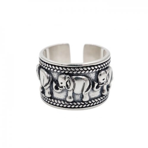 Inel argint femei Tibet cu Elefanti in relief marime reglabila