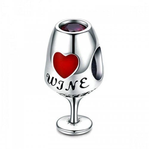 Charm talisman pentru Pandora argint Wine inima rosie