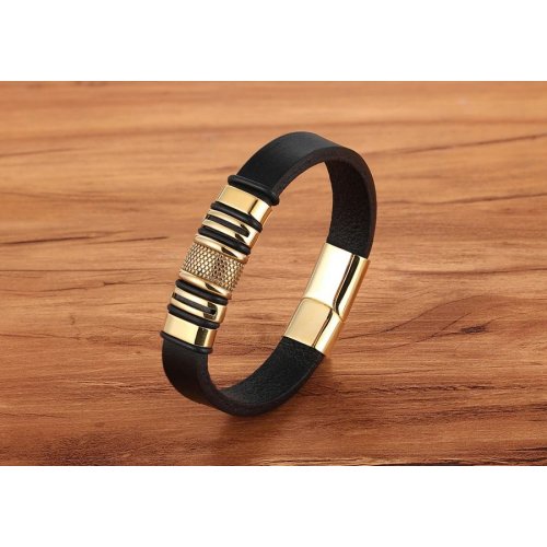 Bratara piele barbati handmade Ares Gold