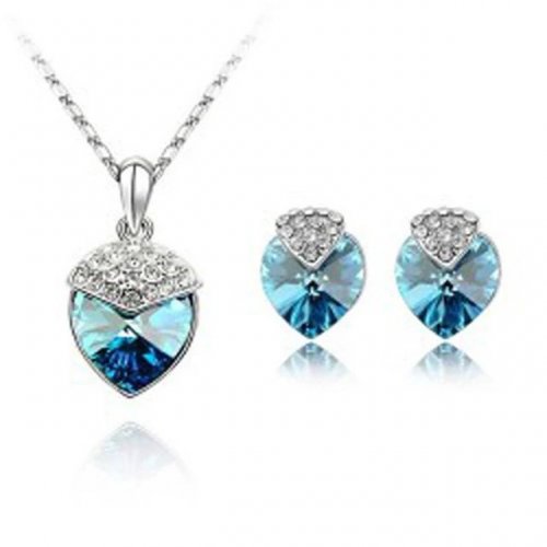 Set bijuterii elegant – inimă cu brățară și cristale Crystal Blue
