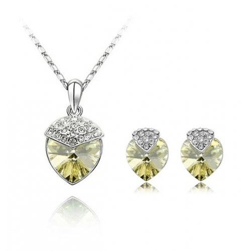 Set bijuterii elegant – inimă cu brățară și cristale Crystal Yellow