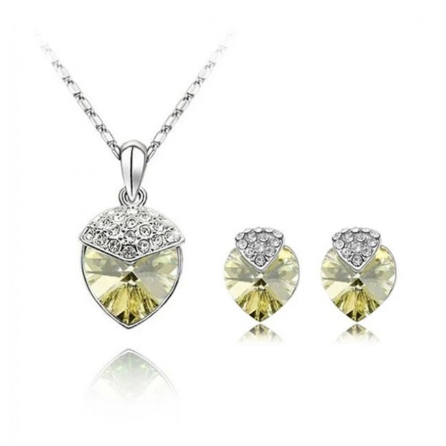 Set bijuterii elegant – inimă cu brățară și cristale Crystal Yellow Set bijuterii elegant – inimă cu brățară și cristale Crystal Yellow