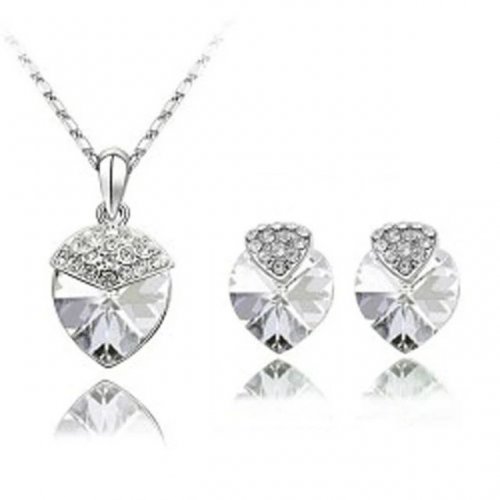 Set bijuterii elegant – inimă cu brățară și cristale White Crystal