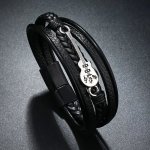 Bratara piele naturala unisex Chitara Black Bratara piele naturala unisex Chitara Black