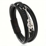 Bratara piele naturala unisex Chitara Black Bratara piele naturala unisex Chitara Black