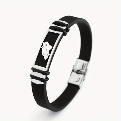 Bratara barbati Otel Wolf negru