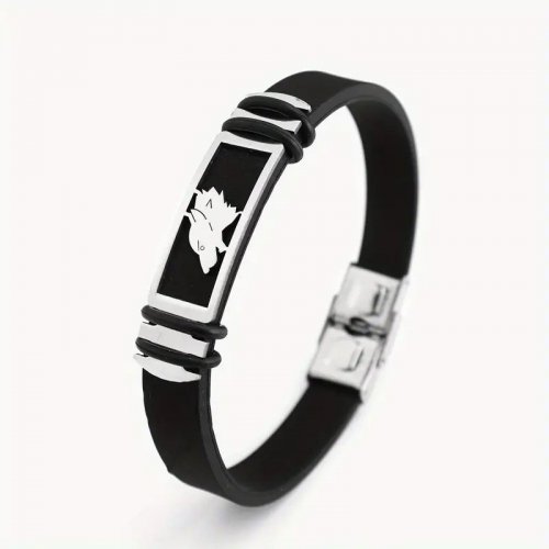 Bratara barbati Otel Wolf negru