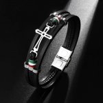 Brățară Unisex din Piele Neagră cu Cruce din Oțel Inoxidabil – Simbol al Forței și Credinței Brățară Unisex din Piele Neagră cu Cruce din Oțel Inoxidabil – Simbol al Forței și Credinței
