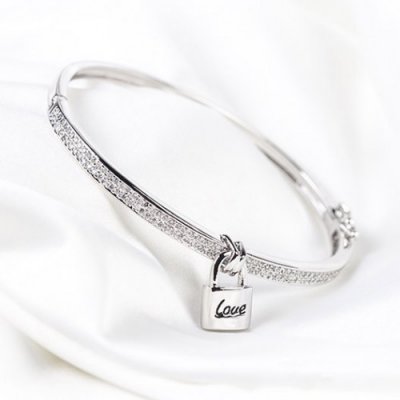 Bratara argint White Crystal cu lacat Love Bratara argint White Crystal cu lacat Love