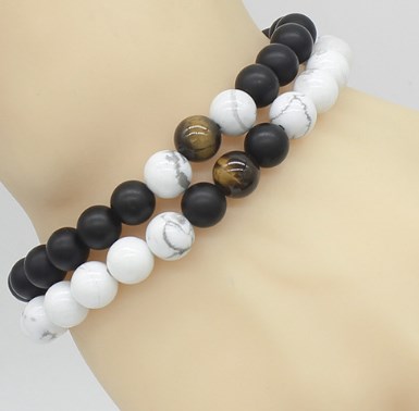 8mm-ufg2323-adjusted-Black-Frosted-agate-stone-bead-white-Howlite-Bracelet-Reiki-Buddha-Prayer-Yoga-Charm-Braided-Bangles-33010917279